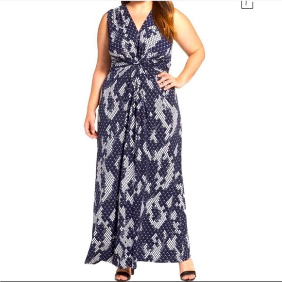 Eliza J Printed Sleeveless Maxi Dress 20W - Picture 2 of 6